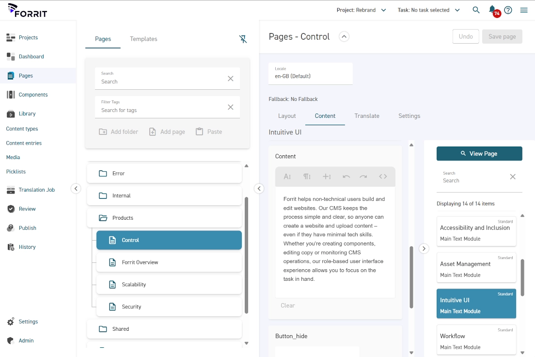 An image of Forrit's user interface showing the content entry page for this section of the Forrit.com site.